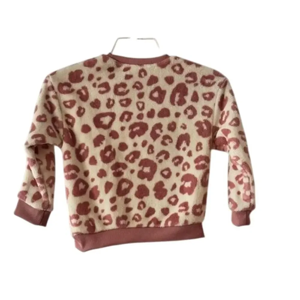 Jessica Simpson Girls Pullover Pink and White Leopard Print -Size 5/6